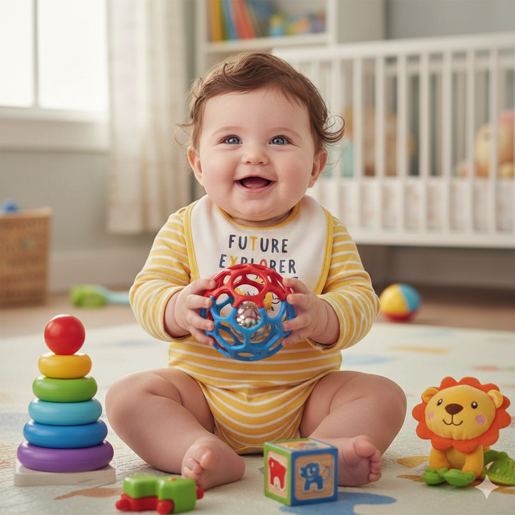 Baby playing with toys